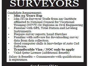 IMMEDIATELY REQUIRED SURVEYORS 