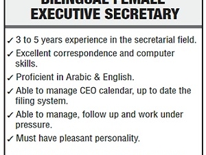 BILINGUAL FEMALE EXECUTIVE SECRETARY