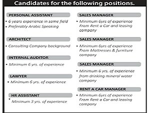 Personal Assistant  Sales Manager  Architect  Internal Auditor  Lawyer