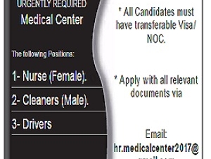 - Nurse (Female).2- Cleaners (Male).3- Drivers