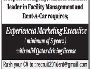 Required Experienced Marketing Executive