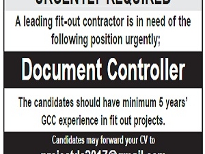 URGENTLY REQUIRED Document Controller
