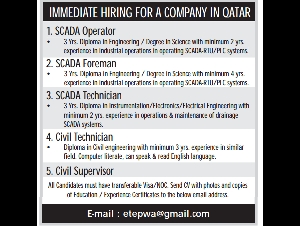 IMMEDIATE HIRING FOR A COMPANY IN QATAR