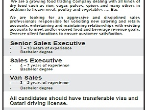 Required Senior Sales Executive/Sales Executive/Van Sales