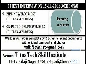 Required Pipeline welder/
